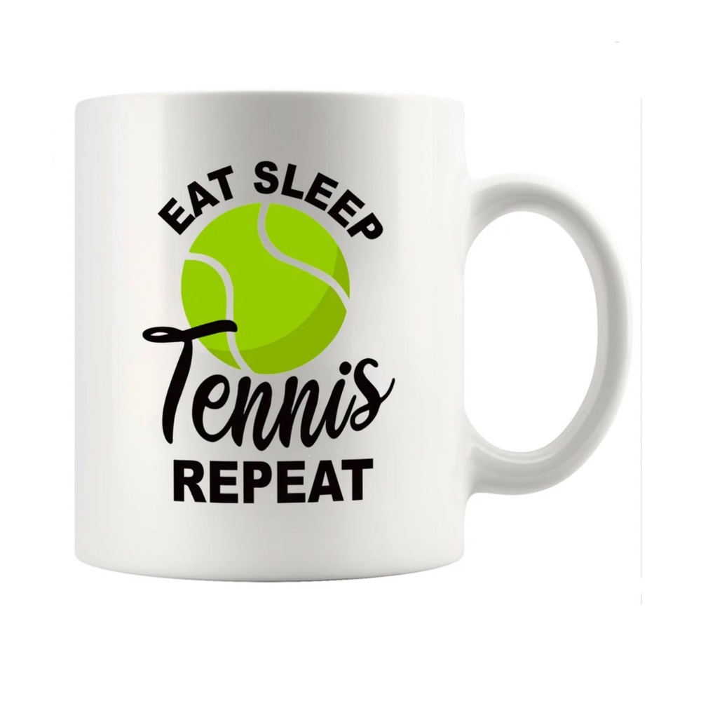 Panvola Eat Sleep Tennis Repeat Coffee Mug Gift Player partner novelty NEW 11 oz
